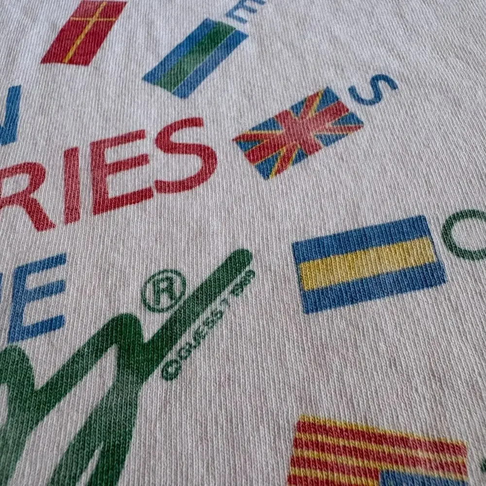 Vintage GUESS Flag Tank Top Shirt Men's Size M 1989 White Worn - Picture 4 of 9